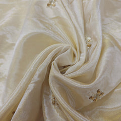 Dyeable Shimmer Tissue Fabric with Sequin Butta & White Cutdana Work