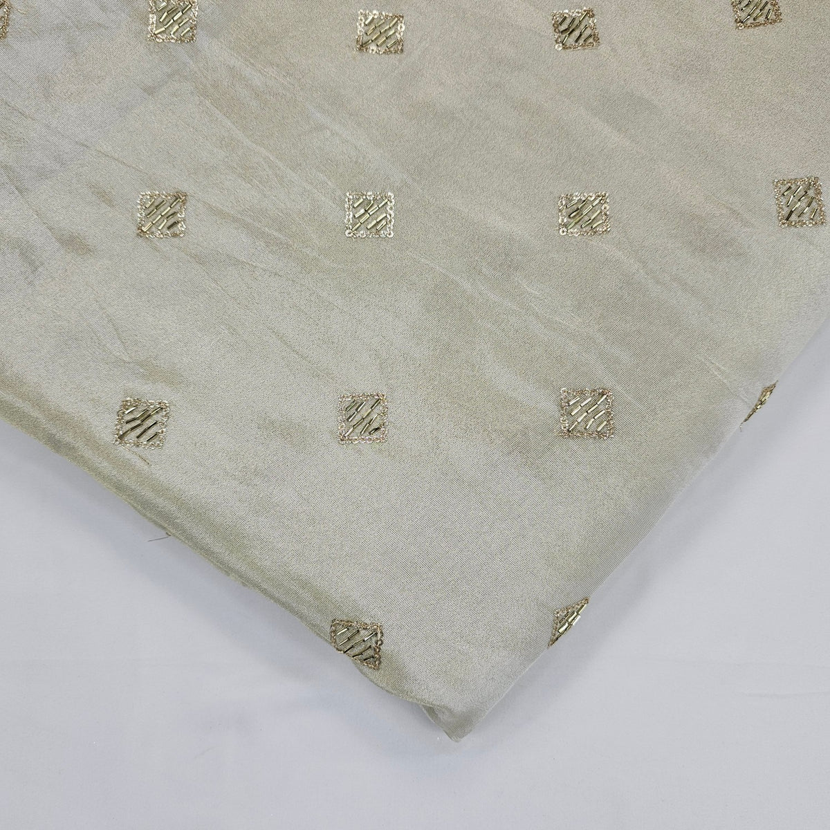Embroidered Georgette Dyeable Fabric with Square Sequin and Zari Work