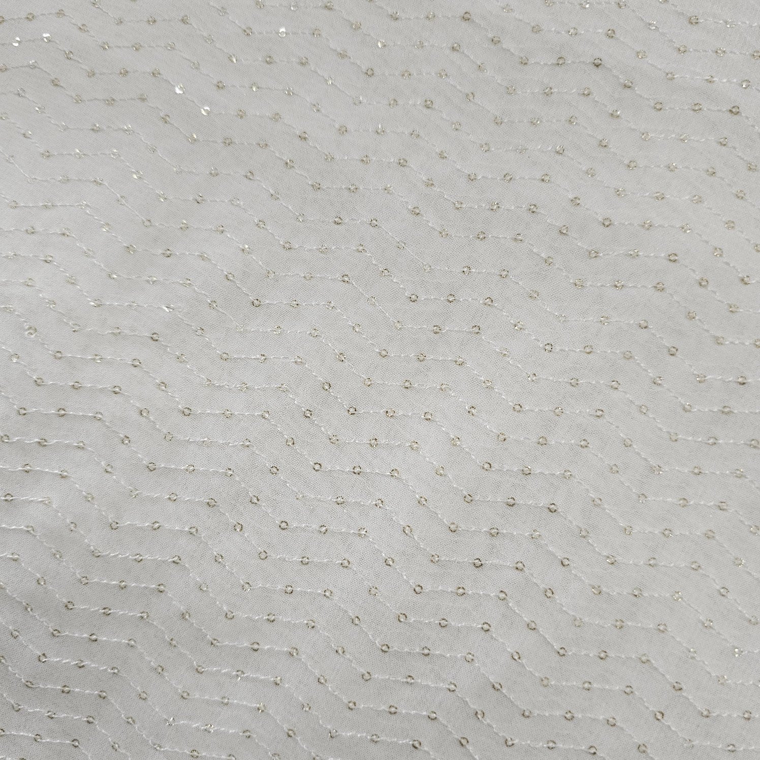 Embroidered Georgette Dyeable Fabric with Gold Zigzag Sequin Pattern