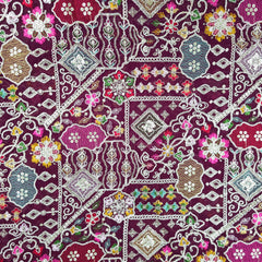 Purvi Deep Royal Wine Purple Base Georgette Fabric with Intricate Multi-thread Embroidery, Sequins and Zari Work