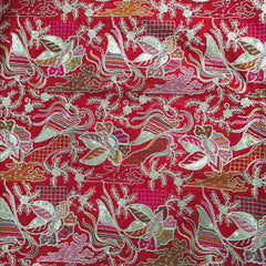 Purvi Scarlet Red Base Georgette Fabric with Intricate Multi-thread Embroidery, Sequins and Zari Work