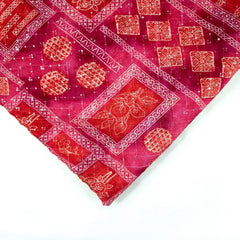 Riwaz Pink Base Embroidered Chinon Fabric with Floral and Geometric motifs