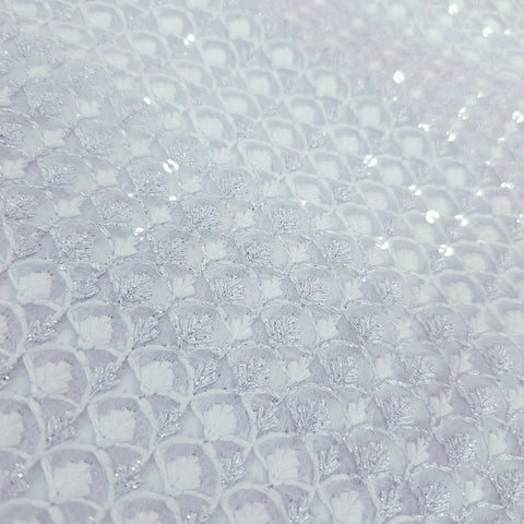 Sukanya White Georgette Fabric with Sequin Work