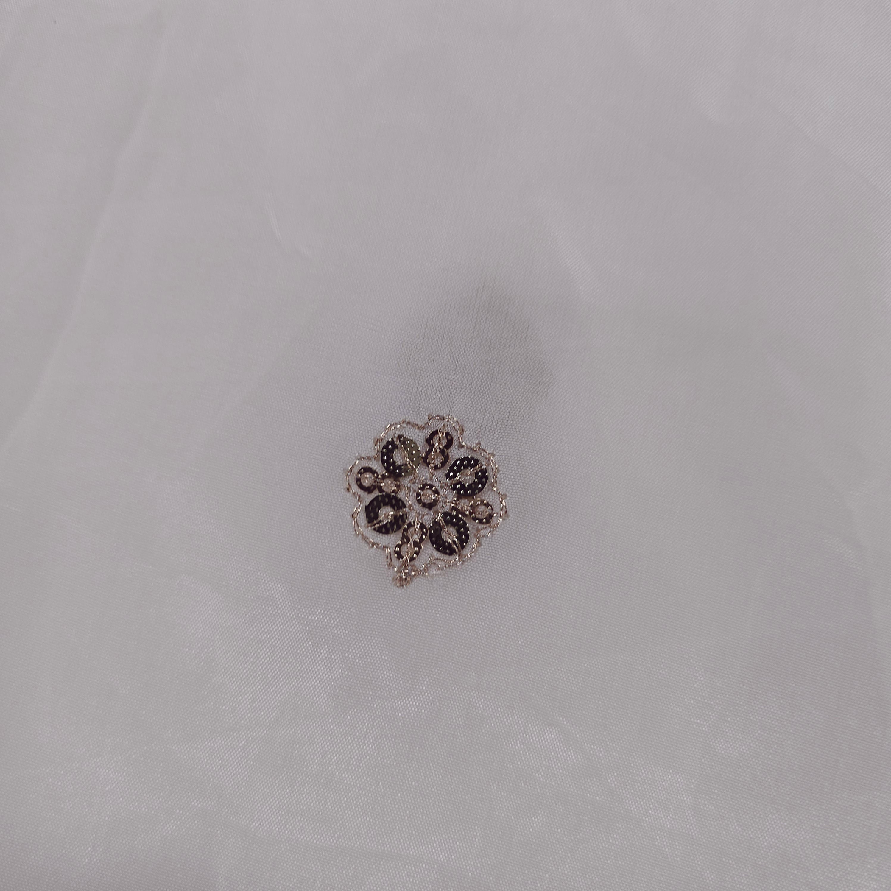 Embroidered Dyeable Crepe Fabric with Floral Gold Sequin Work