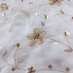 Dyeable Crepe Fabric with Floral Vine Pattern