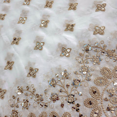 Embroidered Dyeable Georgette Fabric with Gold Sequin and Floral Sequin & Zari Work