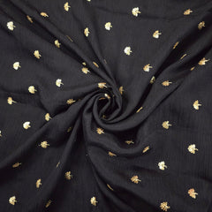 Ziya Black Base Embroidered Chinon Fabric with Sequin Butta