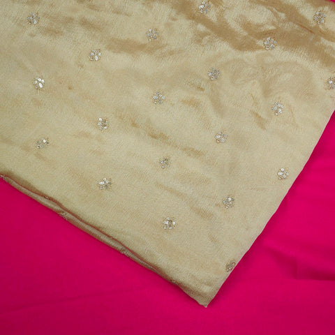 Ziya Gold Base Embroidered Chinon Fabric with Sequin Butta