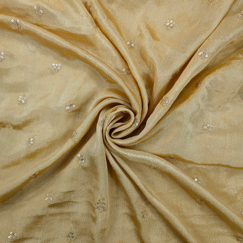 Ziya Gold Base Embroidered Chinon Fabric with Sequin Butta