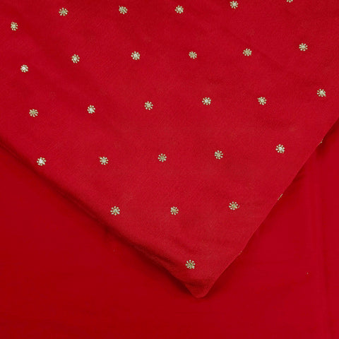 Ziya Red Base Embroidered Chinon Fabric with Sequin Butta