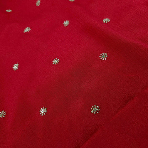Ziya Red Base Embroidered Chinon Fabric with Sequin Butta