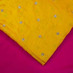 Ziya Yellow Base Embroidered Chinon Fabric with Sequin Butta