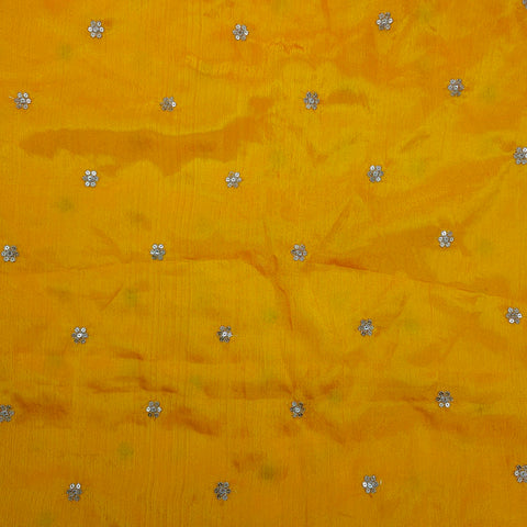 Ziya Yellow Base Embroidered Chinon Fabric with Sequin Butta