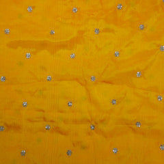Ziya Yellow Base Embroidered Chinon Fabric with Sequin Butta