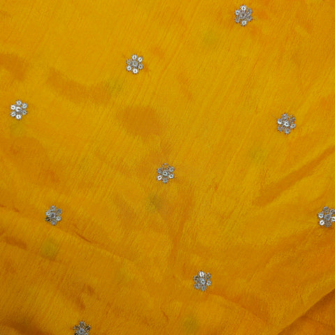 Ziya Yellow Base Embroidered Chinon Fabric with Sequin Butta