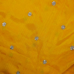 Ziya Yellow Base Embroidered Chinon Fabric with Sequin Butta