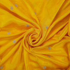 Ziya Yellow Base Embroidered Chinon Fabric with Sequin Butta