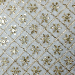 Noor-e-Jaali Dyeable Georgette Fabric with Diamond Grids Sequin and Zari Work