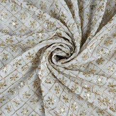 Noor-e-Jaali Dyeable Georgette Fabric with Diamond Grids Sequin and Zari Work