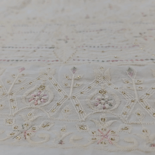 Resham & Sequin work Embroidered Dyeable Georgette Fabric with border