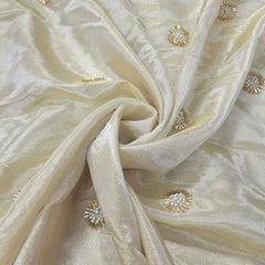Dyeable Shimmer Tissue Fabric with Butta & White Cutdana Work