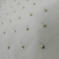 Water Gold Sequin on Dyeable Georgette Fabric with Gold Circular Floral Motif