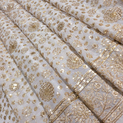 Embroidered Dyeable Geirgette all over Floral Sequin Work with Border