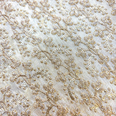 Embroidered Shimmer Tissue Dyeable Fabric with all over Floral Sequin & Zari Work Border