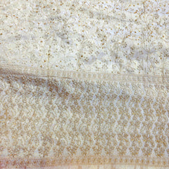 Embroidered Shimmer Tissue Dyeable Fabric with all over Floral Sequin & Zari Work Border