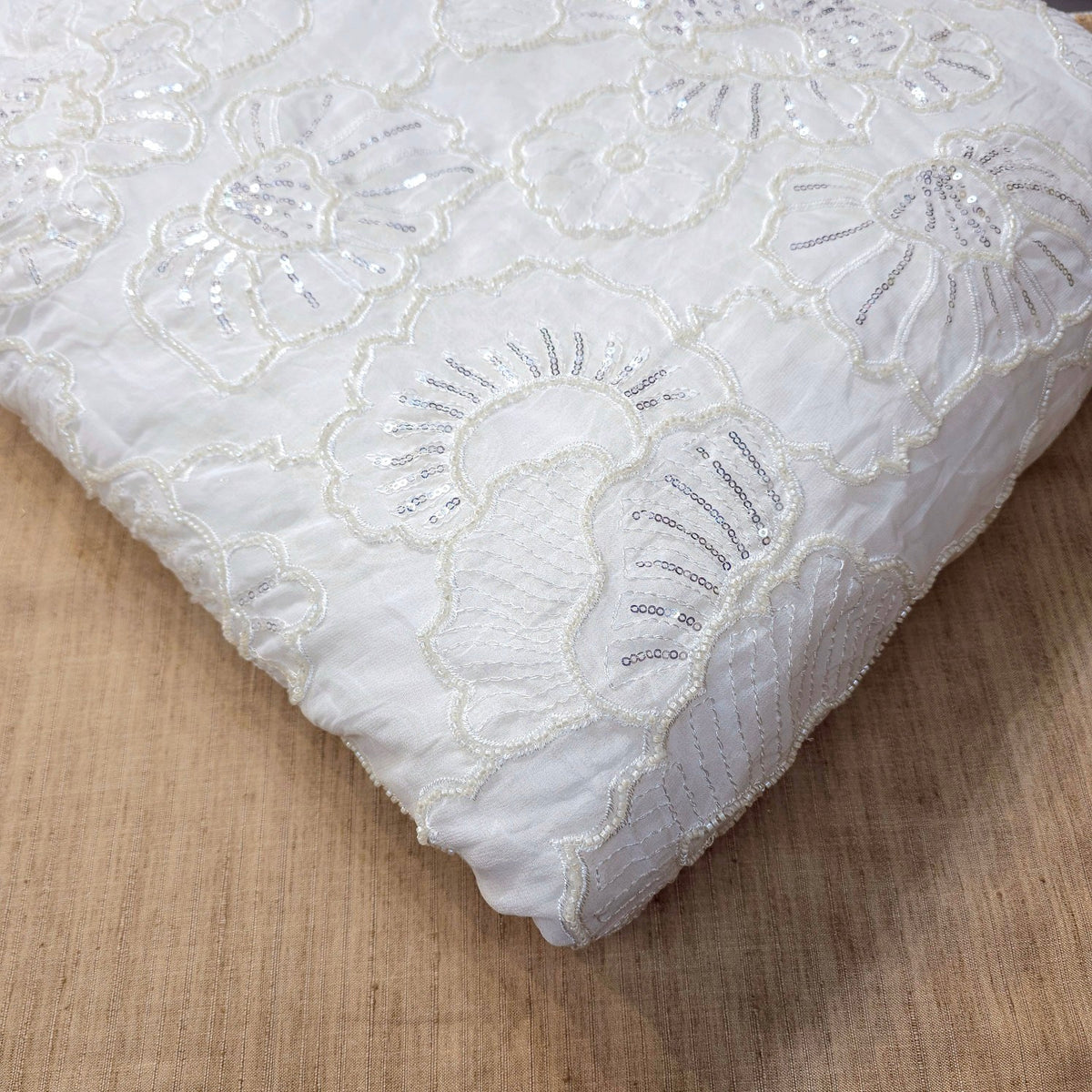 Embroidered Dyeable Georgette Fabric with Sequins and Pearl Work