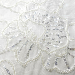 Embroidered Dyeable Georgette Fabric with Sequins and Pearl Work