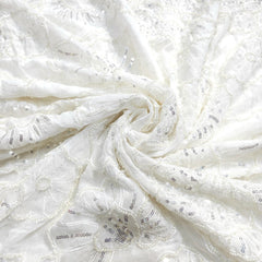 Embroidered Dyeable Georgette Fabric with Sequins and Pearl Work