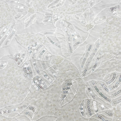 Embroidered Dyeable Georgette Fabric with Heavy Sequins and Pearl Work