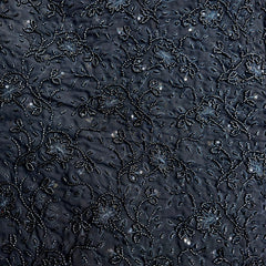 Embroidered Black Georgette Fabric with Cutdana Floral Work