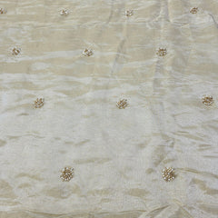 Dyeable Shimmer Tissue Fabric with Butta & White Pearl Work