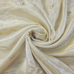 Dyeable Shimmer Tissue Fabric with Butta & White Pearl Work