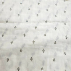 Silver Sequin on Dyeable Georgette Fabric with Floral Work
