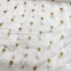 Golden Sequin on Chinon Fabric with Floral Work