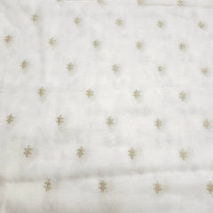 Silver Sequin on Dyeable Georgette Fabric with Floral Work