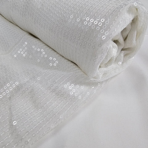 Ruhani White Georgette Embroidered Fabric with Sequins