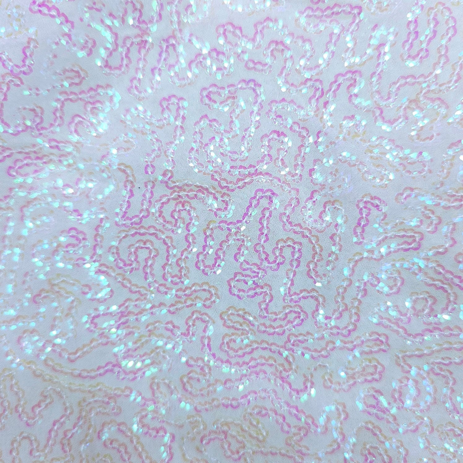 Zarqa Dyeable Georgette Fabric with Rainbow Sequin