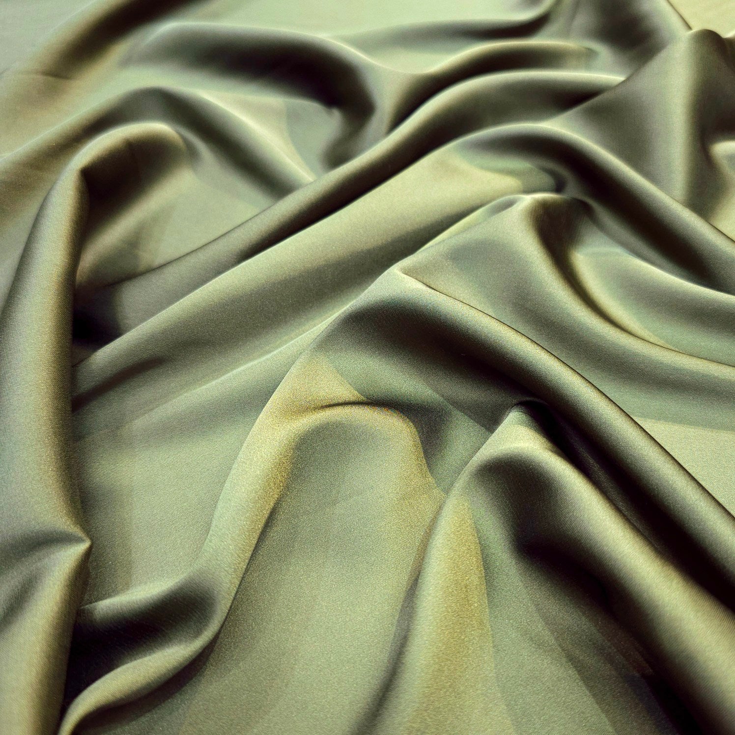 Olive Green Imported Satin Fabric