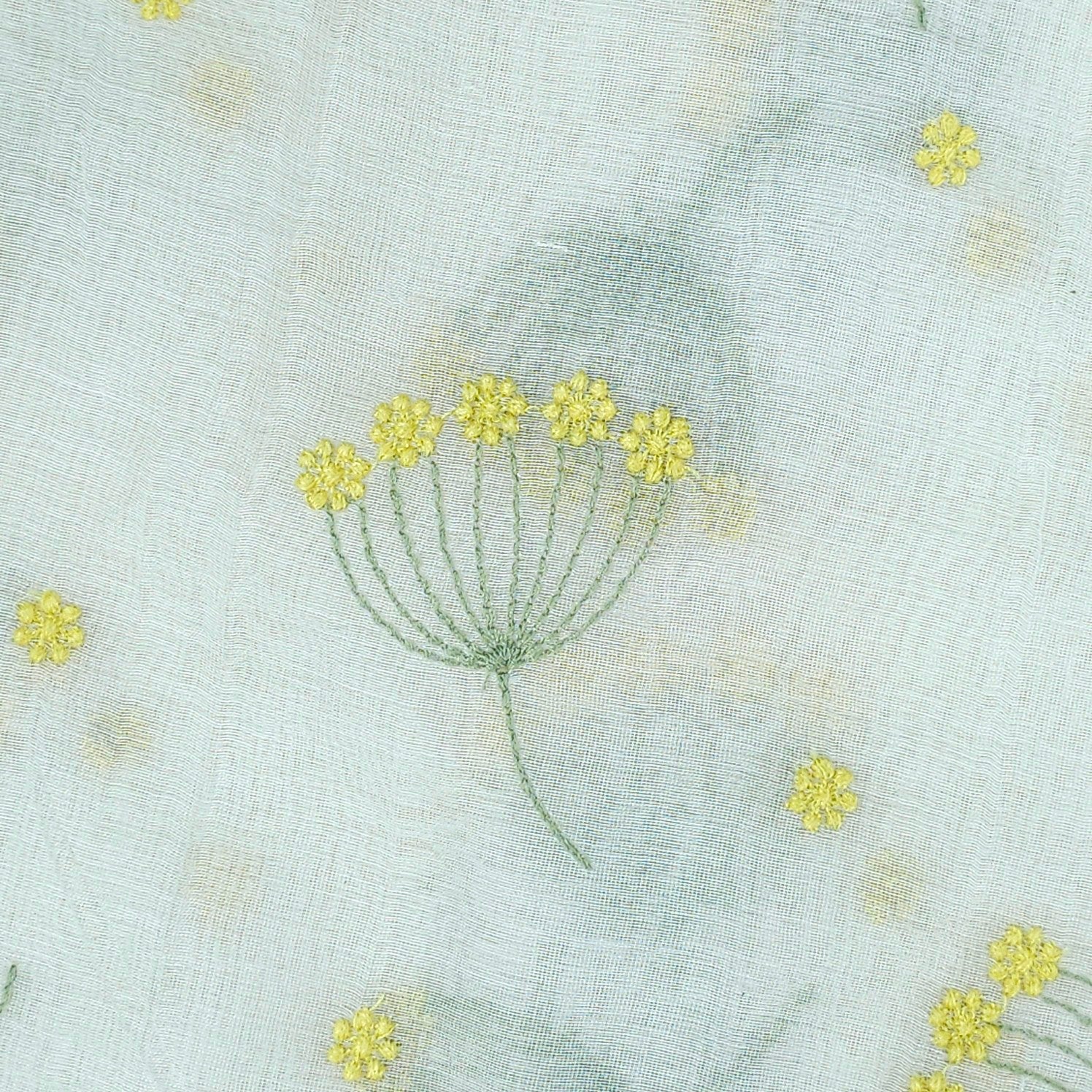 Eywa Yellow Floral Embroidered Maheshwari Fabric