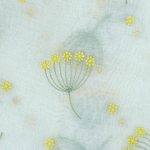 Eywa Yellow Floral Embroidered Maheshwari Fabric