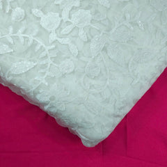 Embroidered Dyeable Organza base Brasso Fabric with Floral Pattern