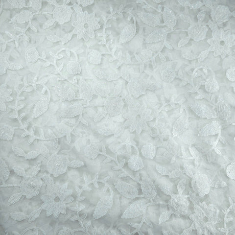 Embroidered Dyeable Organza base Brasso Fabric with Floral Pattern