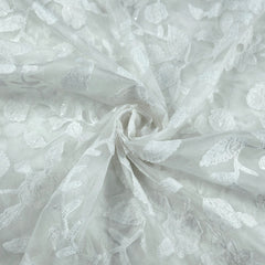 Embroidered Dyeable Organza base Brasso Fabric with Floral Pattern
