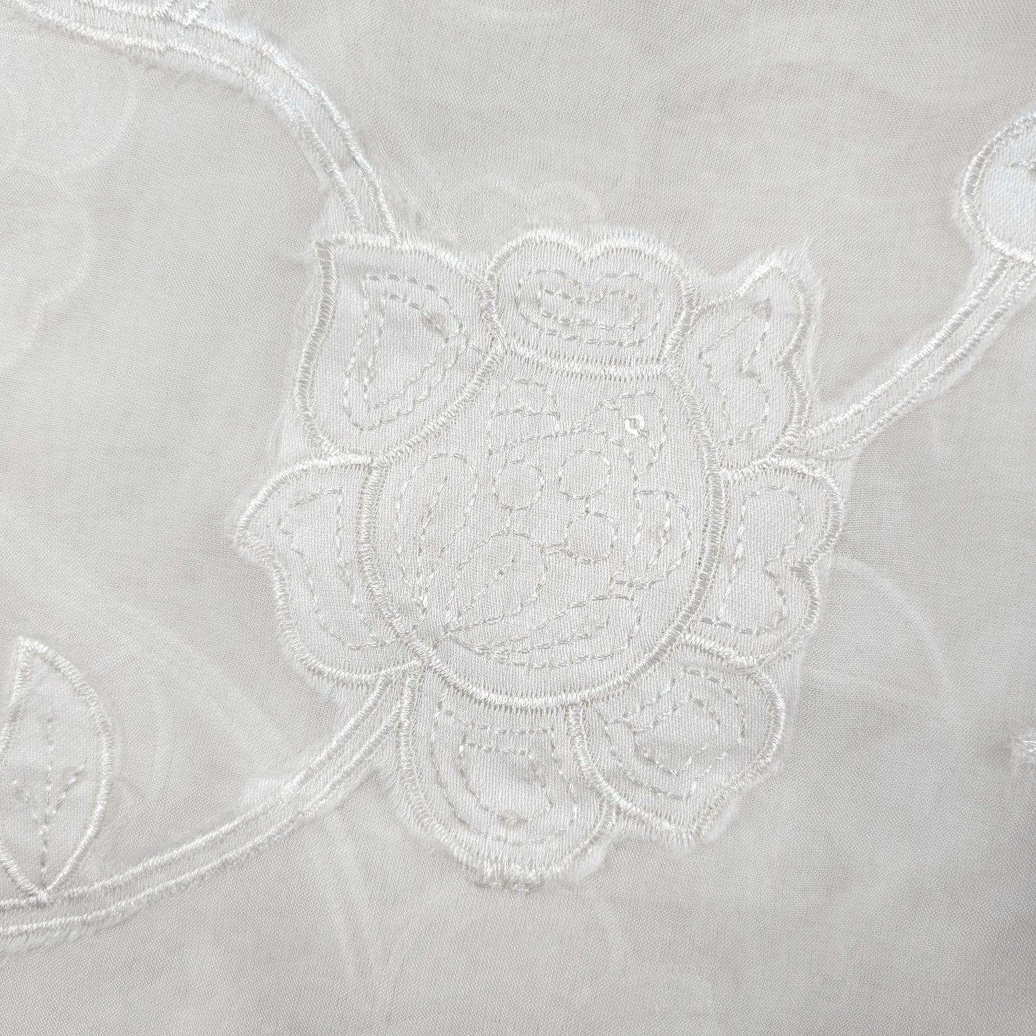 Embroidered Dyeable Organza base Brasso Fabric with Floral Pattern