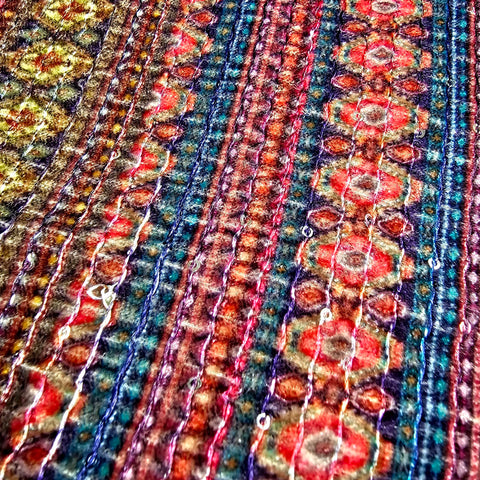 Reshmi Multiccolor Velvet Fabric with Sequins Work