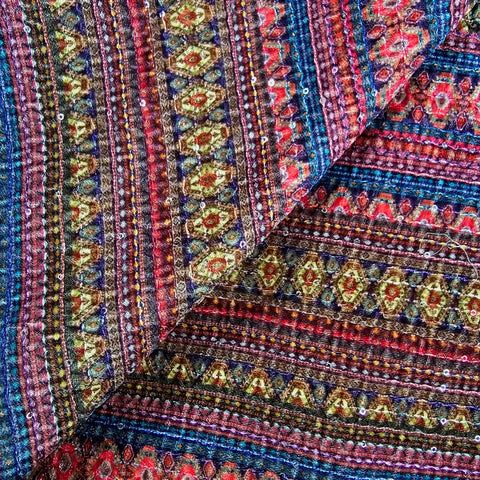 Reshmi Multiccolor Velvet Fabric with Sequins Work